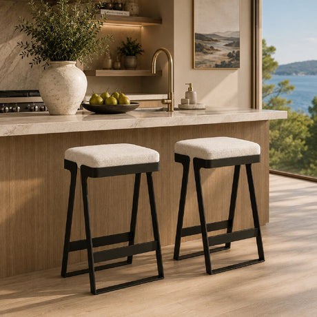   White Boucle Seat Counter Stool | Oroa.com