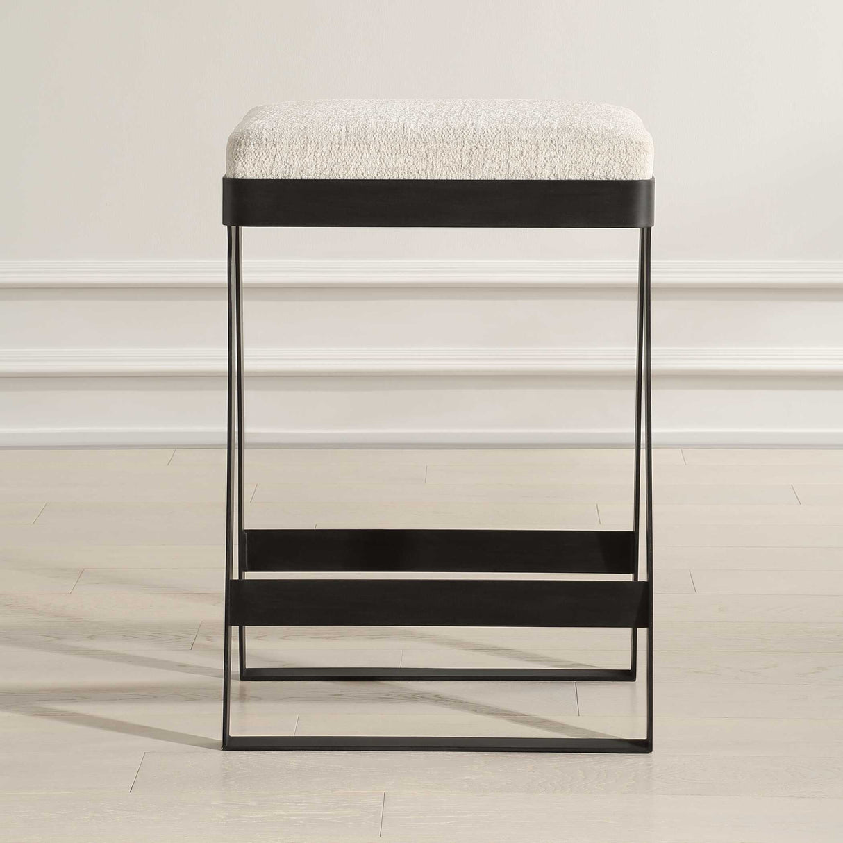   White Boucle Seat Counter Stool | Oroa.com