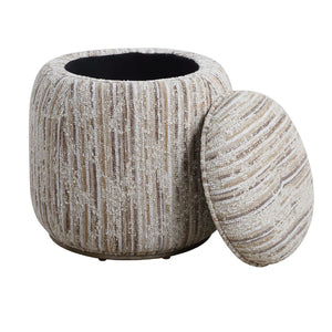   Tan Slubbed Boucle Storage Ottoman | Oroa.com
