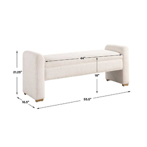   White Boucle Modern Bench | Oroa.com