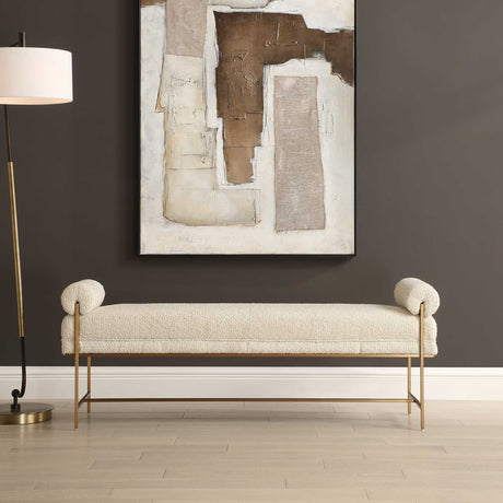   White Boucle Modern Bench | Oroa.com