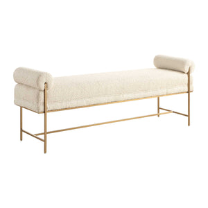   White Boucle Modern Bench | Oroa.com