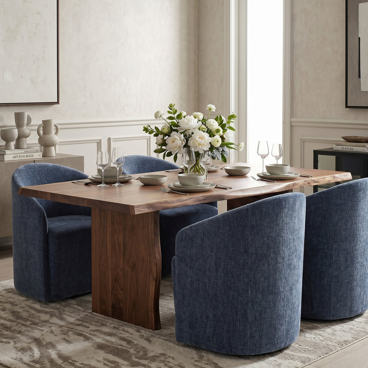   Velvet Dining Chair with Casters | Oroa.com