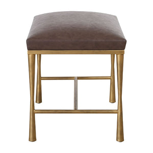   Brown Leather Inspired Bench S | Oroa.com
