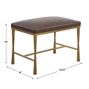   Brown Leather Inspired Bench S | Oroa.com