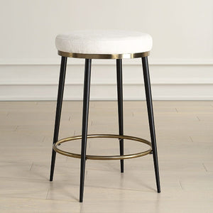   Cream Chenille Round Counter Stool | Oroa.com