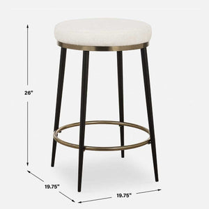   Cream Chenille Round Counter Stool | Oroa.com