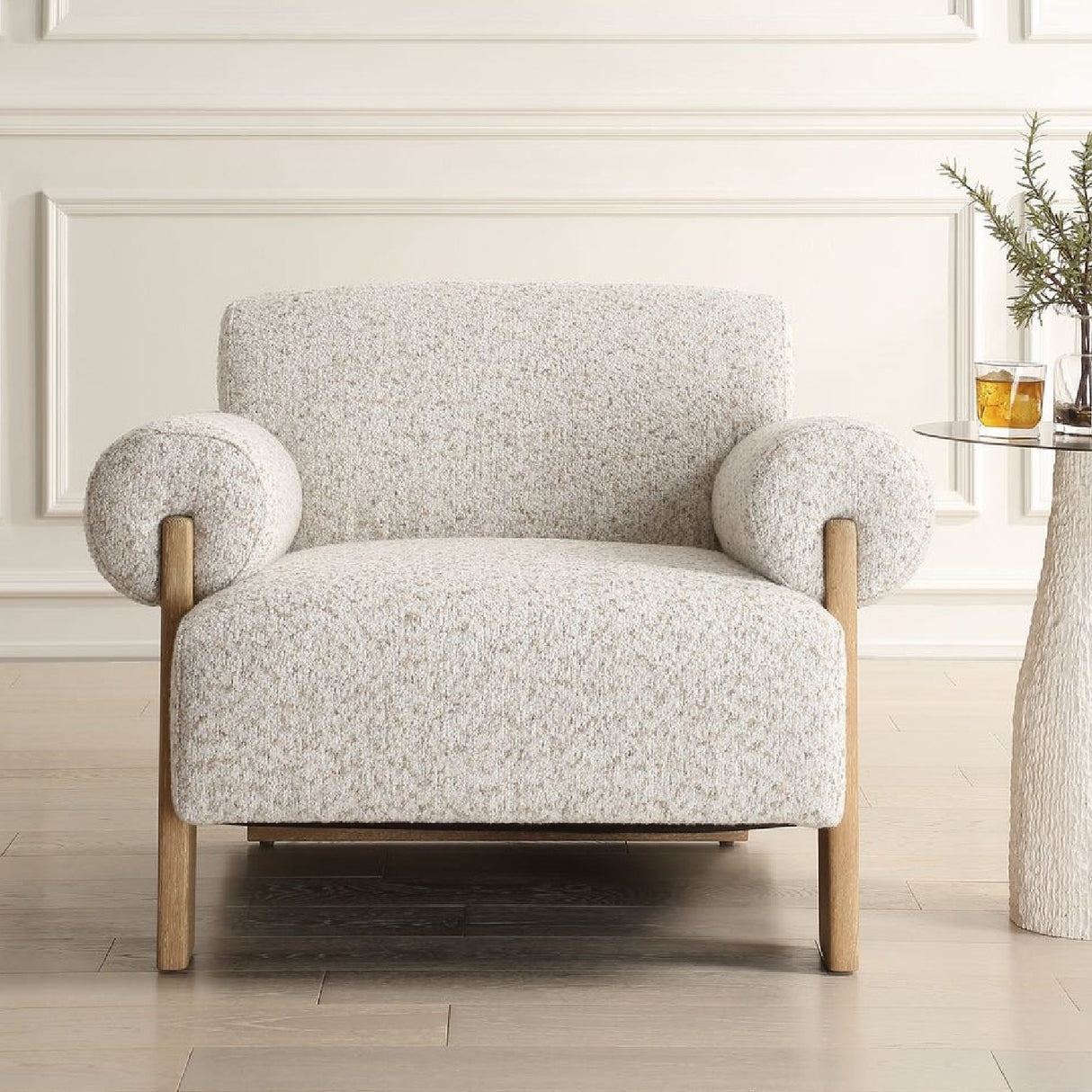   Boucle Rolled-Arm Accent Chair | Oroa.com