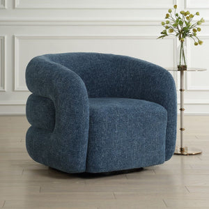   Blue Chenille Swivel Chair | Oroa.com