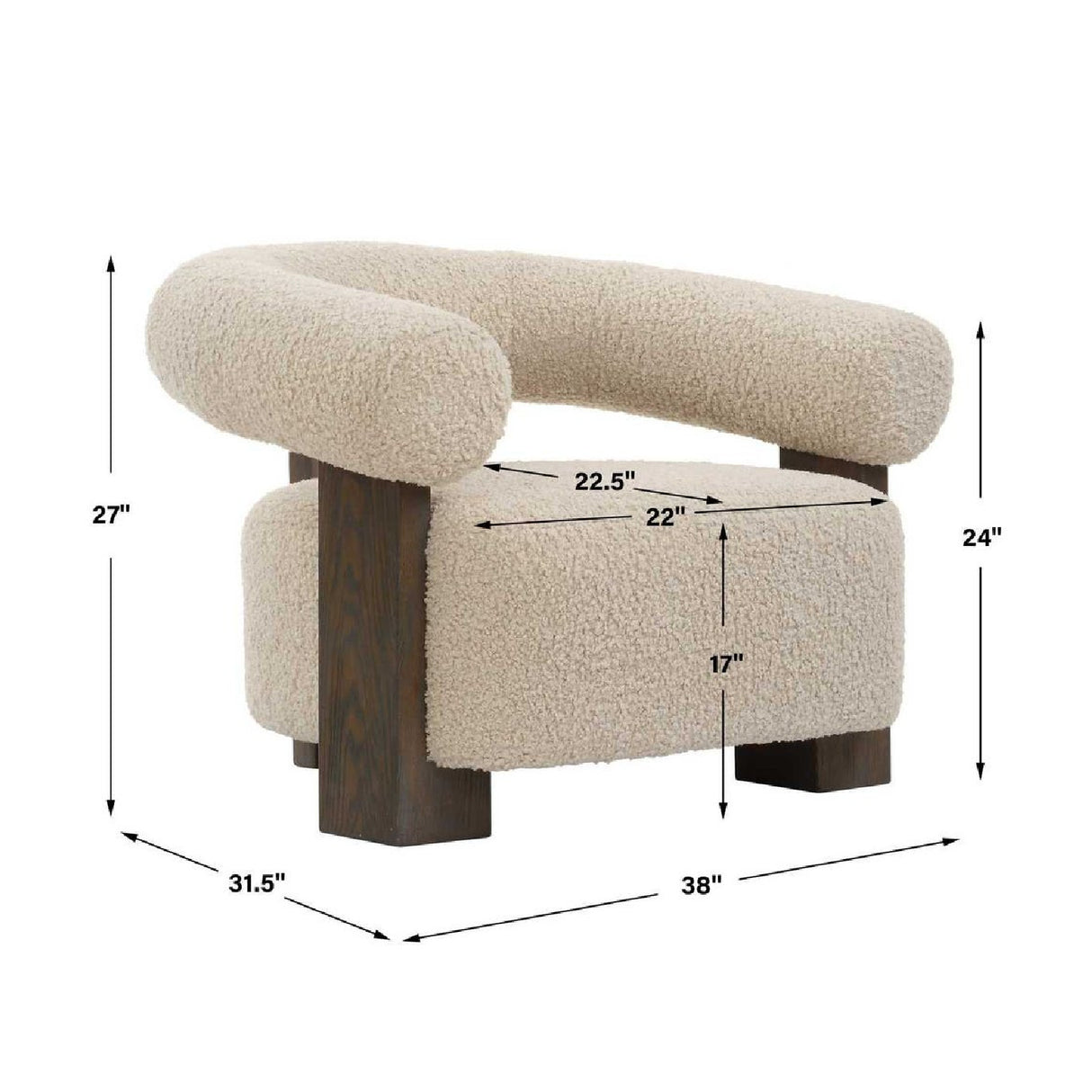   White Shearling T-Back Accent Chair | Oroa.com