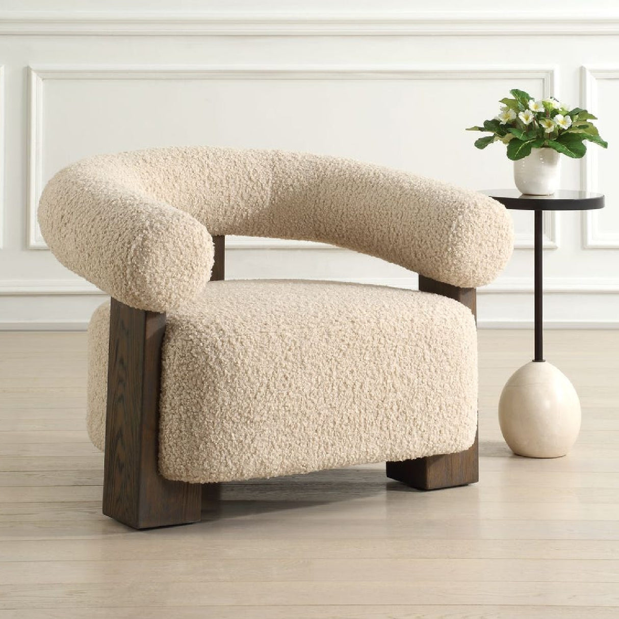   White Shearling T-Back Accent Chair | Oroa.com