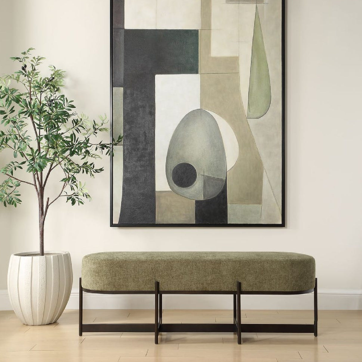   Green Upholstered Bench | Oroa.com