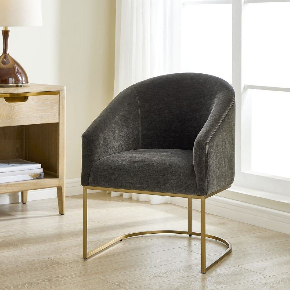   Black Velvet Cantilevered Dining Chair | Oroa.com