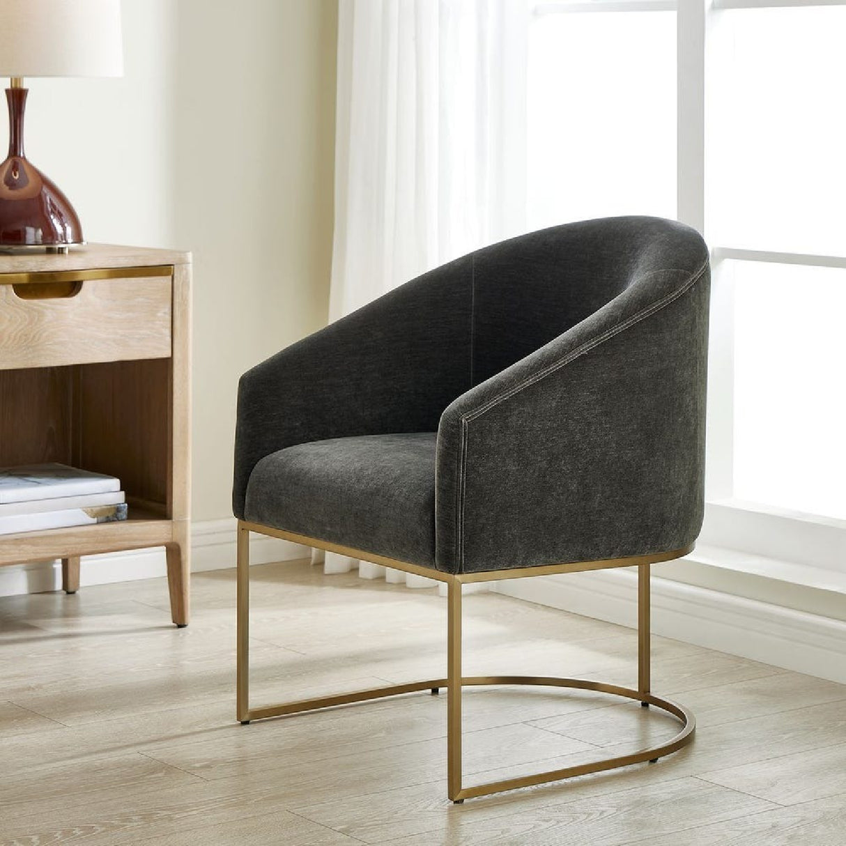   Black Velvet Cantilevered Dining Chair | Oroa.com