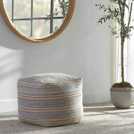  Gray & Cream Fabric Ottoman | Oroa.com