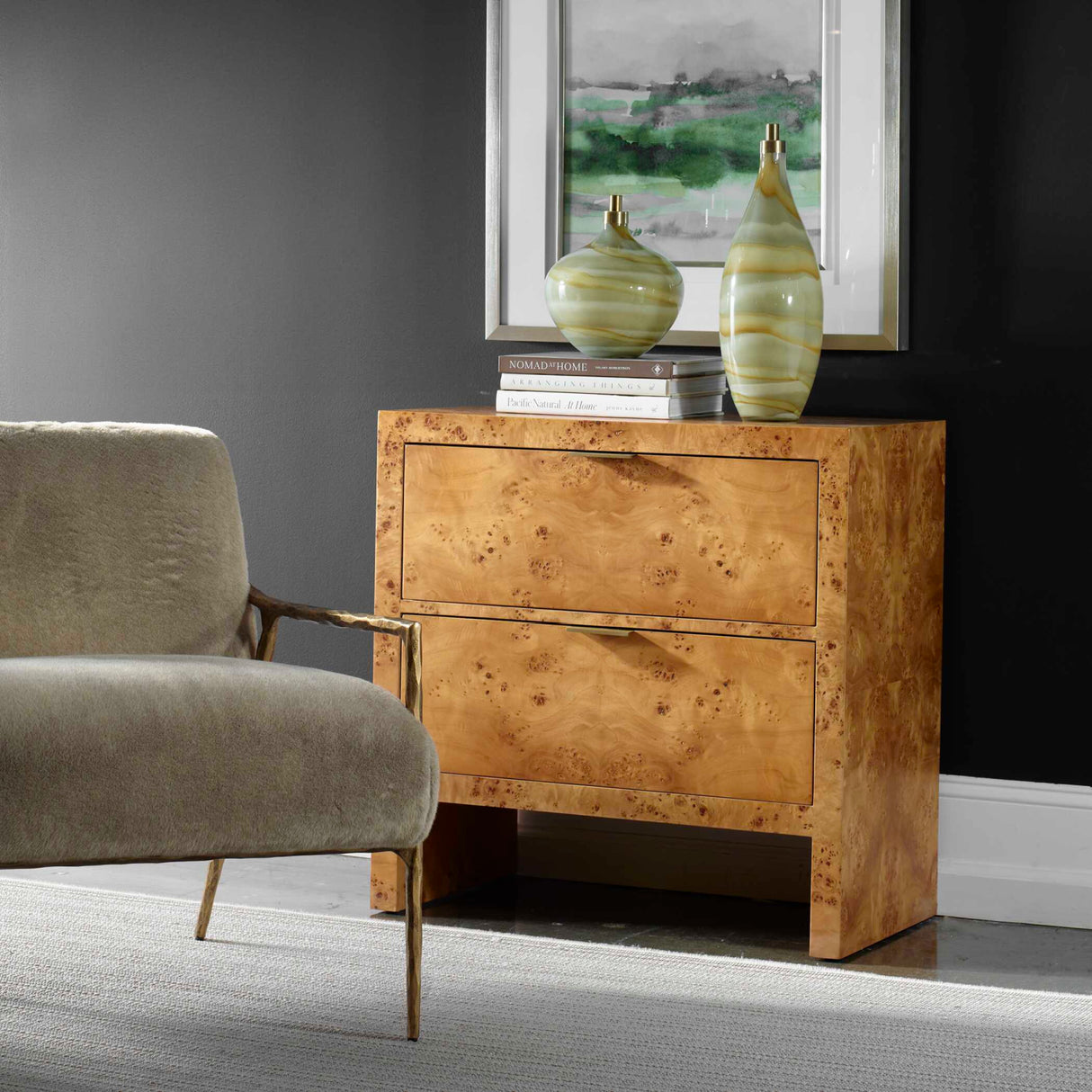   2-Drawer Burl Accent Chest | Oroa.com