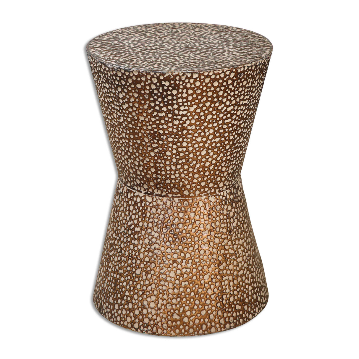   Hammered Bronze Hourglass Accent Table | Oroa.com