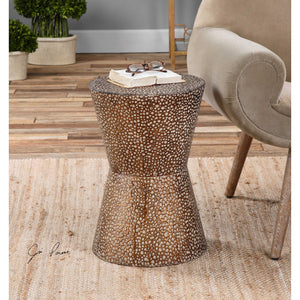  Hammered Bronze Hourglass Accent Table | Oroa.com