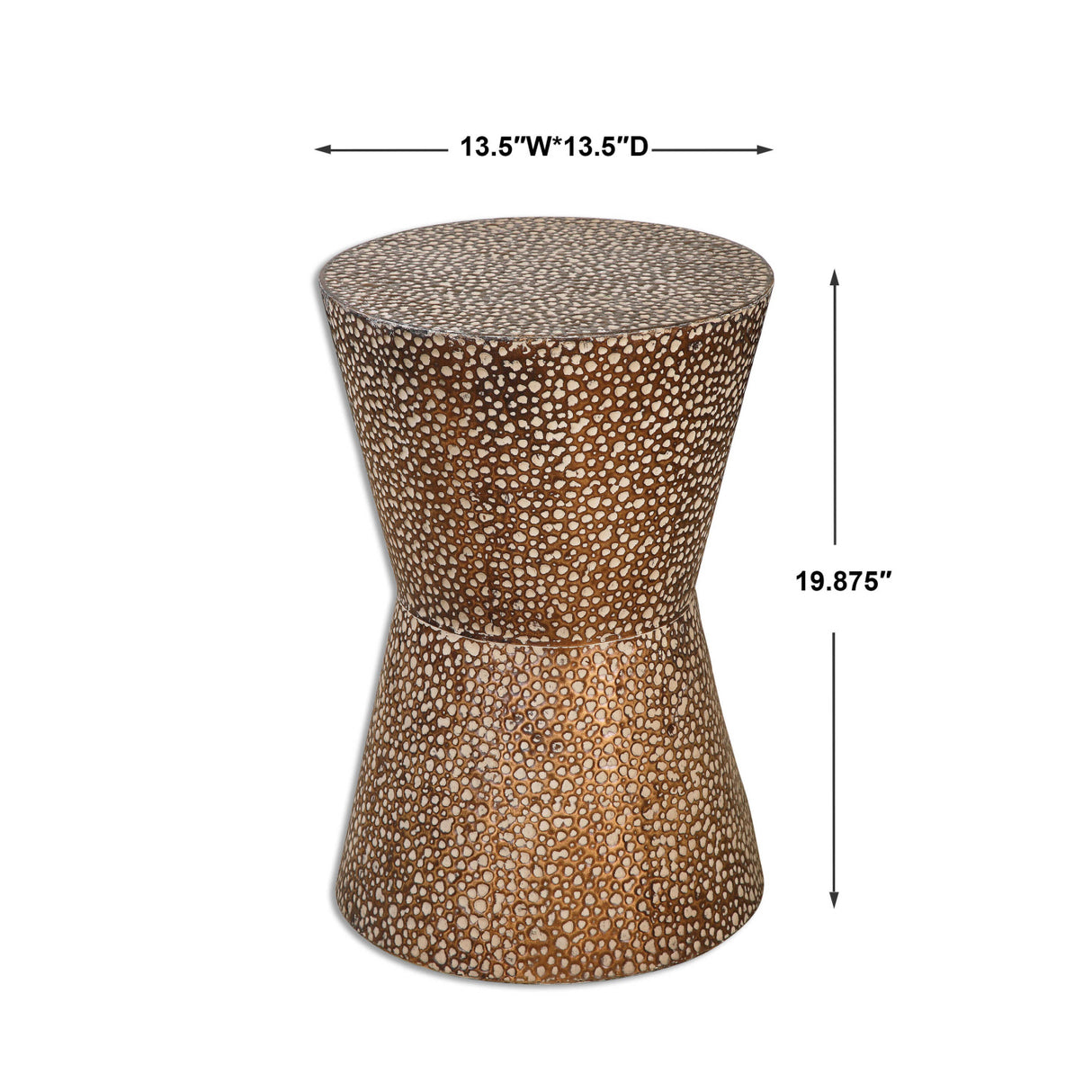   Hammered Bronze Hourglass Accent Table | Oroa.com
