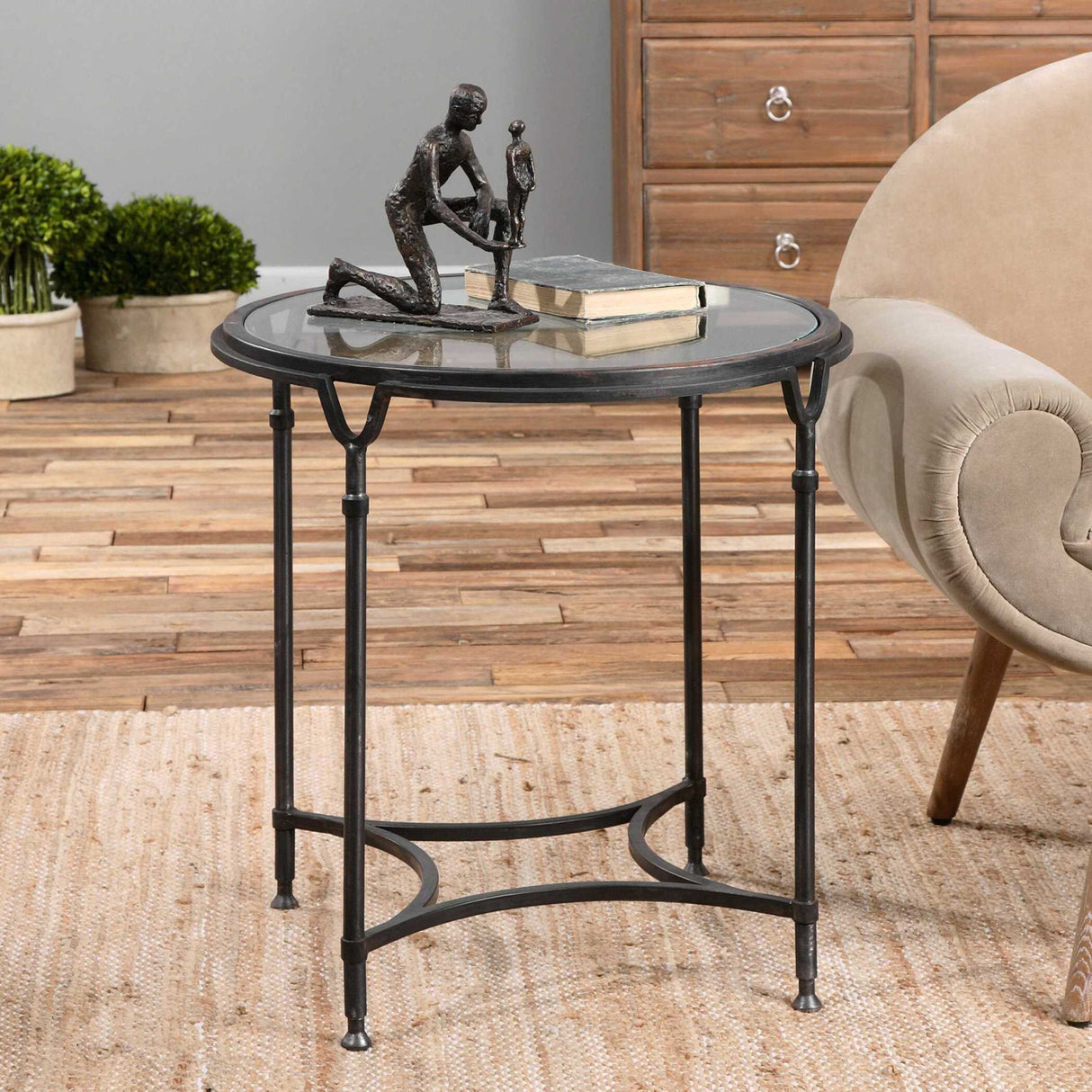   Black Steel Framed Side Table | Oroa.com