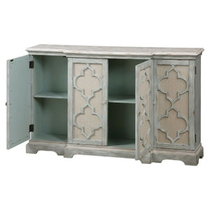   Gray Open-Carved 4-Door Cabinet | Oroa.com