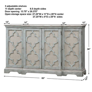   Gray Open-Carved 4-Door Cabinet | Oroa.com