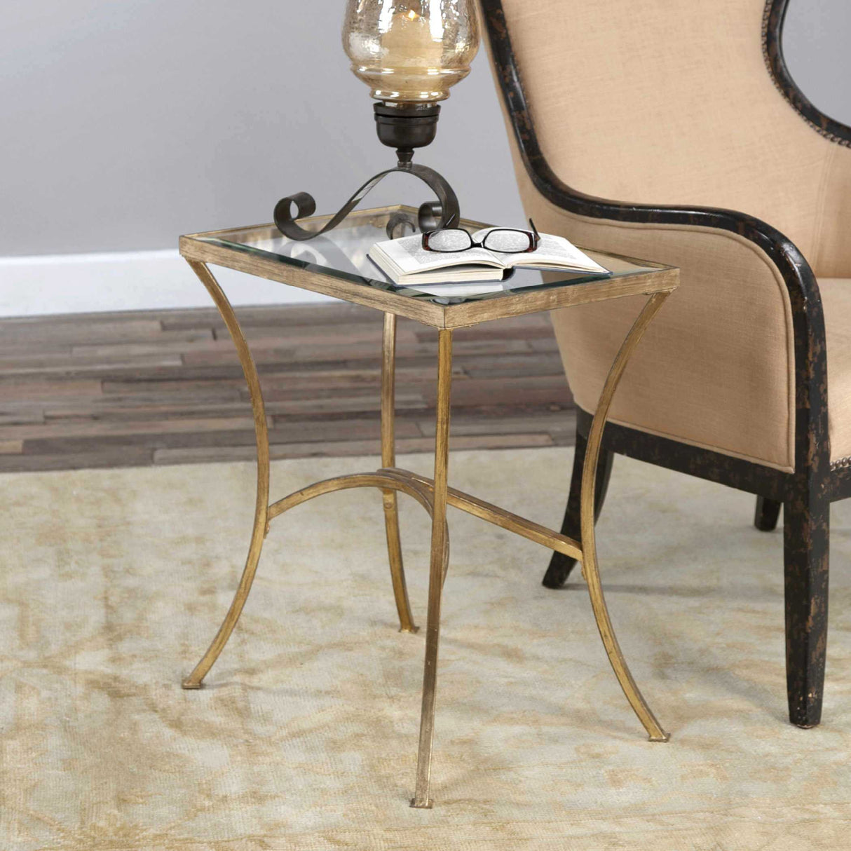   Gold Framed Glass End Table | Oroa.com