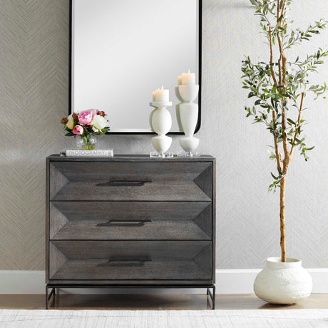   Modern European furniture - Gray Glazed Acacia 3-Drawer Chest - www.oroa.com | Oroa.com