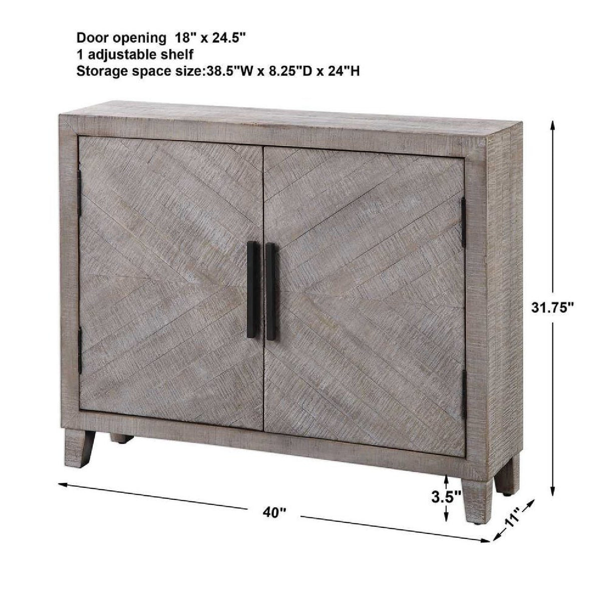   Whitewashed Fir Wood 2-Door Cabinet | Oroa.com