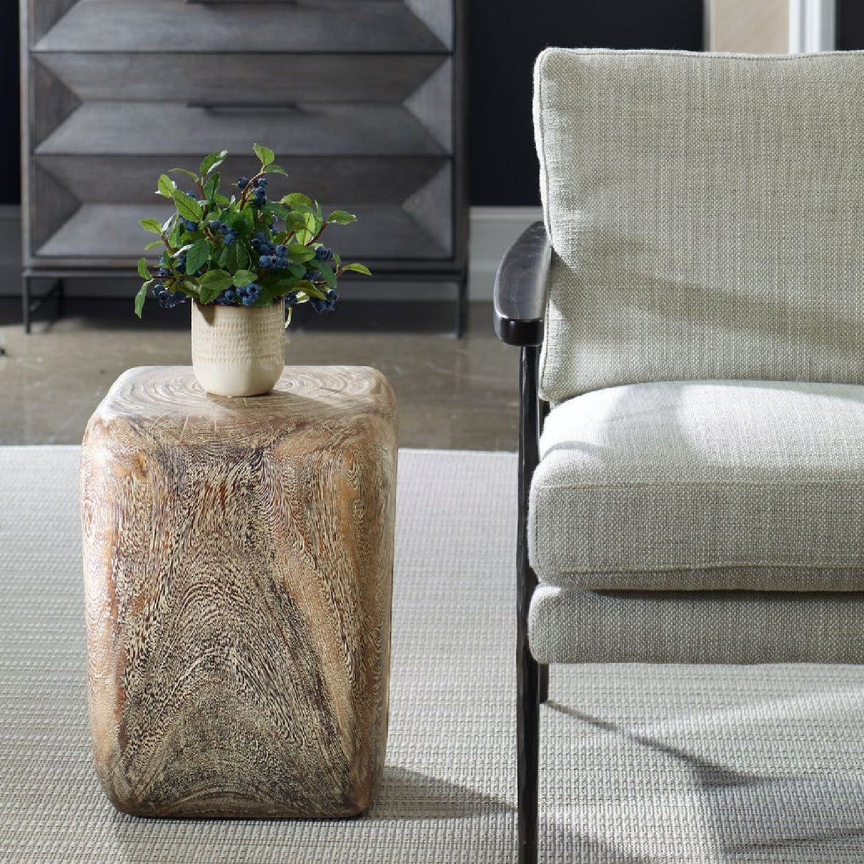   Washed Suar Wood Accent Stool | Oroa.com
