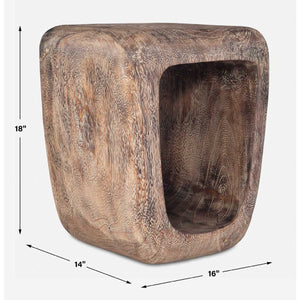  Washed Suar Wood Accent Stool | Oroa.com