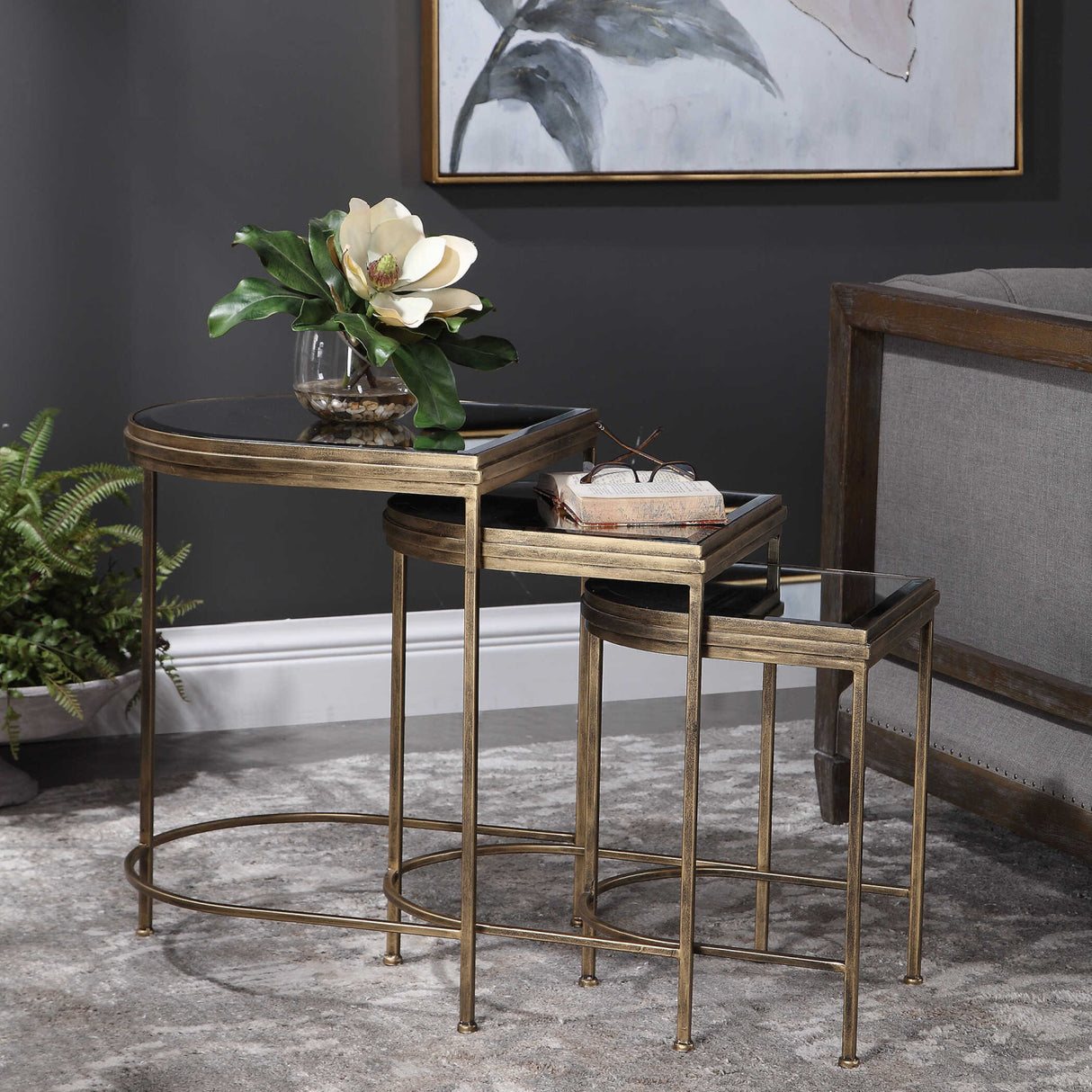   Gold Framed Nesting Tables (3) | Oroa.com