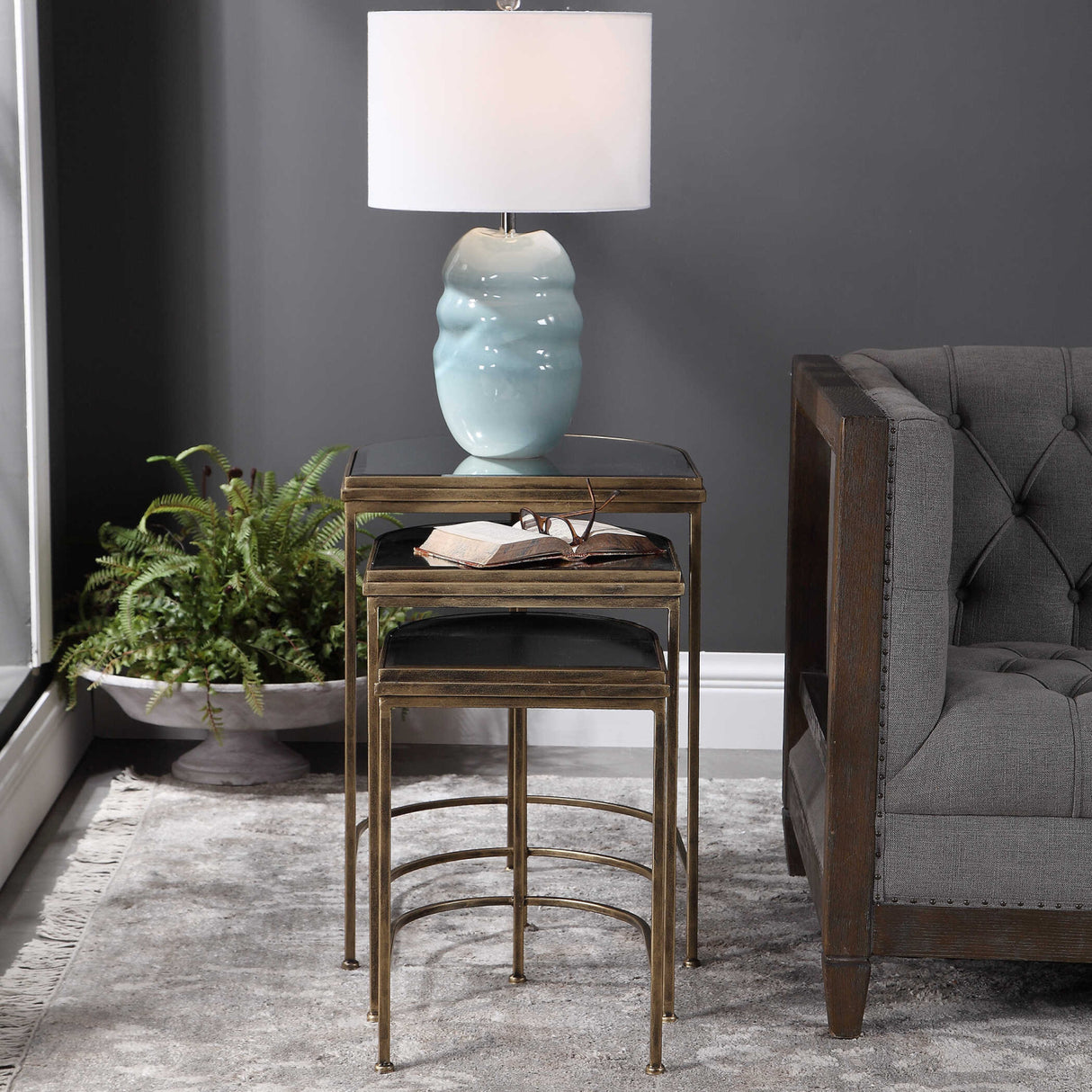   Gold Framed Nesting Tables (3) | Oroa.com