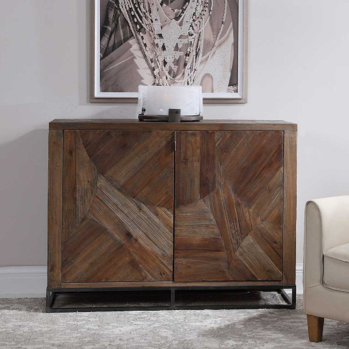   2-Door Marquetry Wooden Cabinet | Oroa.com