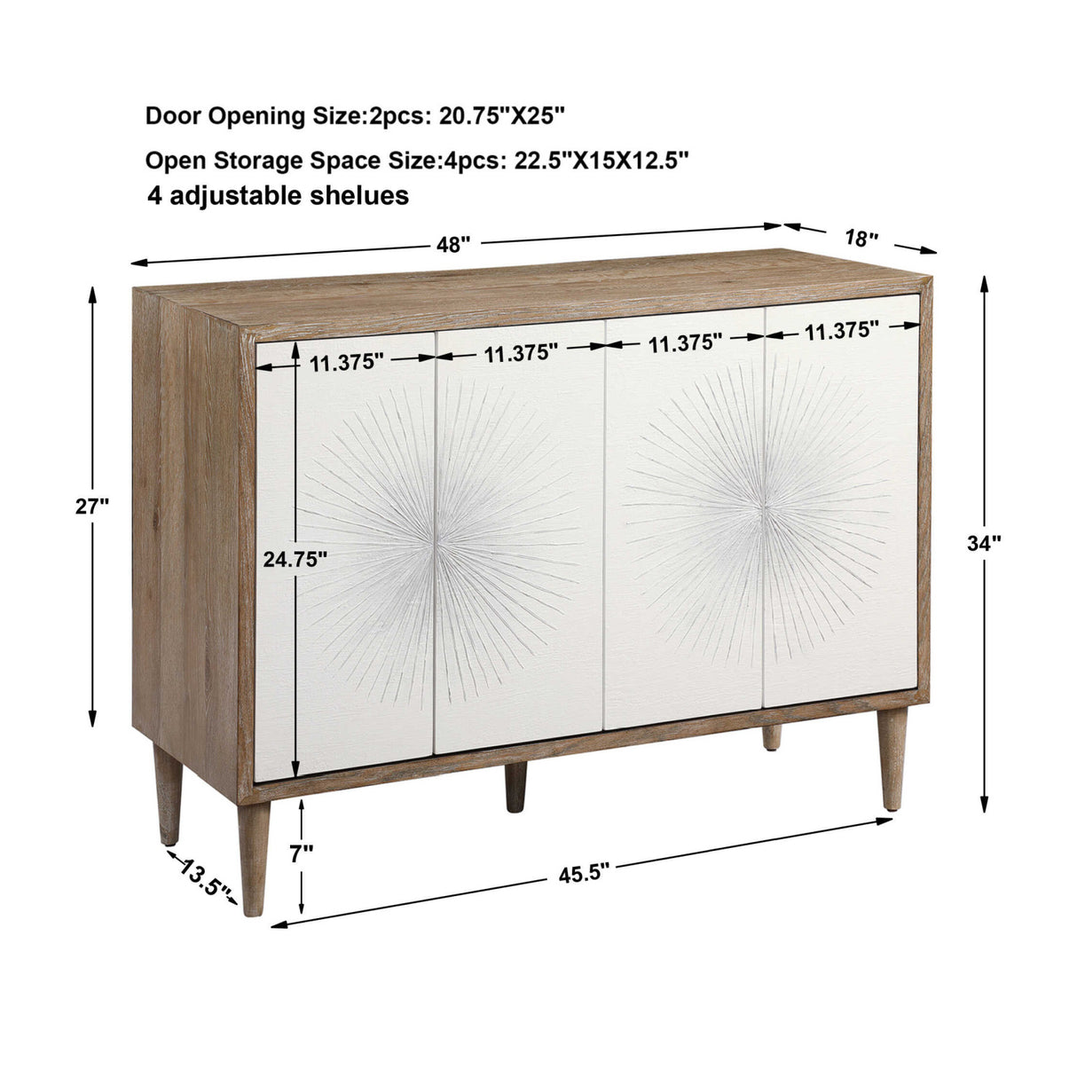   White Starburst 4-Door Cabinet | Oroa.com