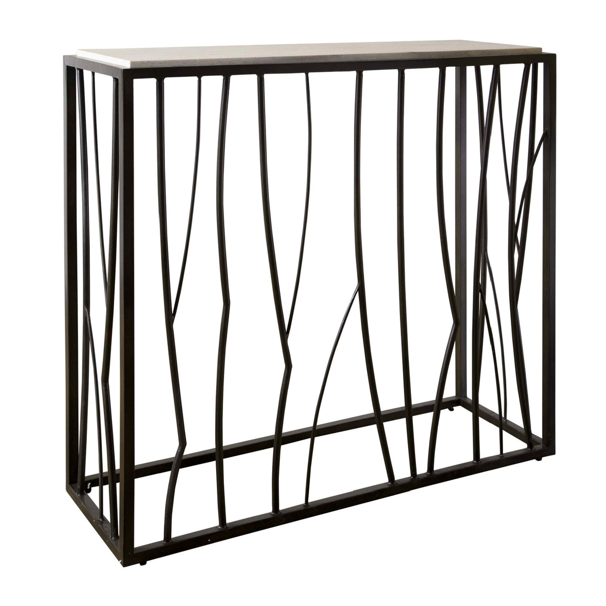   Iron Framed Travertine Console Table | Oroa.com