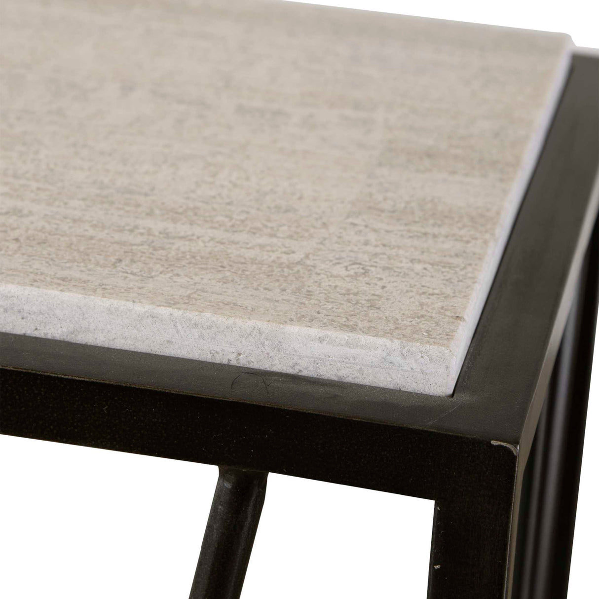   Iron Framed Travertine Console Table | Oroa.com