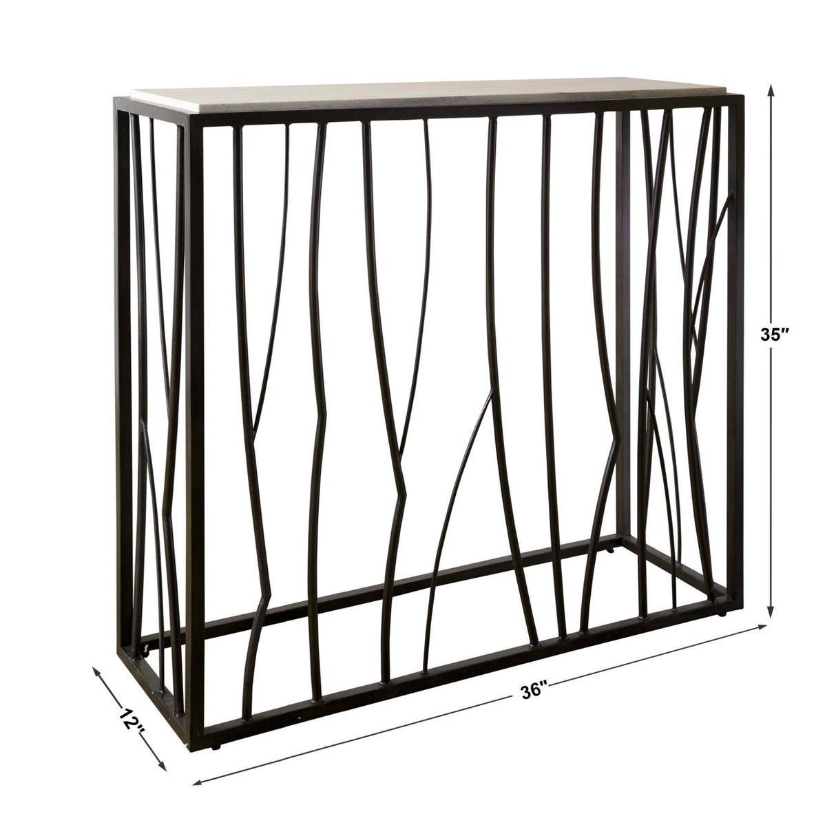   Iron Framed Travertine Console Table | Oroa.com
