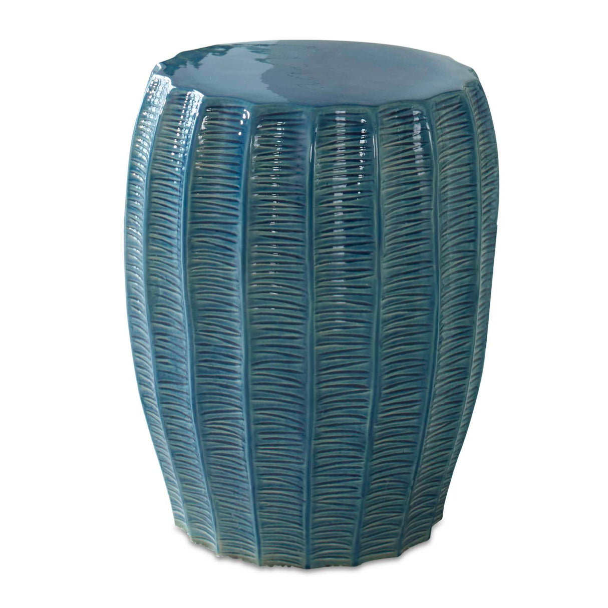   Blue Ceramic Scalloped Garden Stool | Oroa.com
