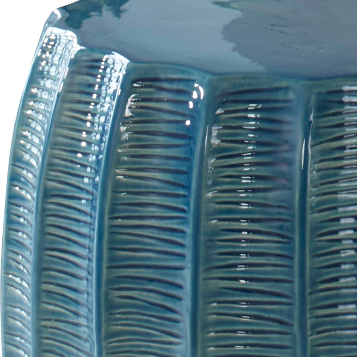   Blue Ceramic Scalloped Garden Stool | Oroa.com
