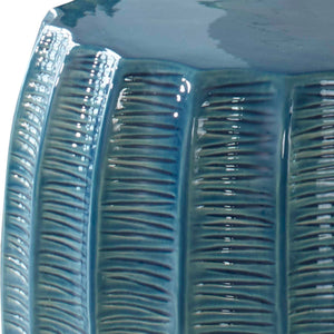   Blue Ceramic Scalloped Garden Stool | Oroa.com