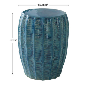   Blue Ceramic Scalloped Garden Stool | Oroa.com