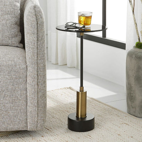   Black Glass Pedestal Accent Table | Oroa.com