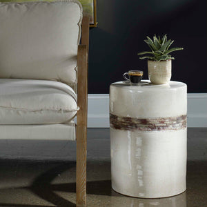   White Crackle Ceramic Garden Stool | Oroa.com