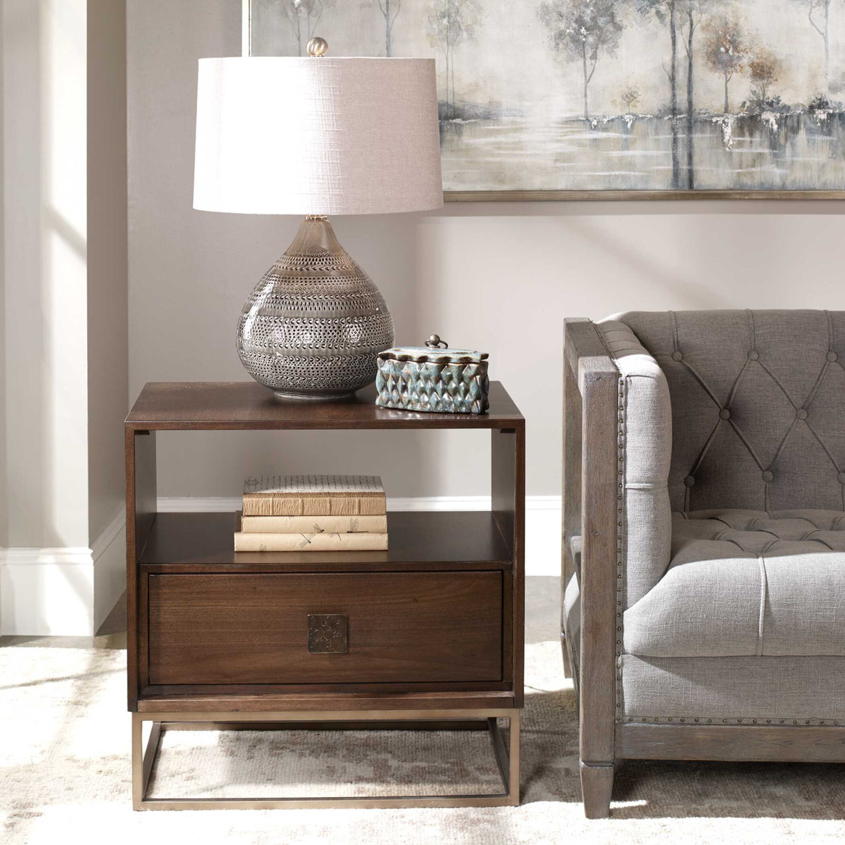   Wooden 1-Drawer Side Table | Oroa.com