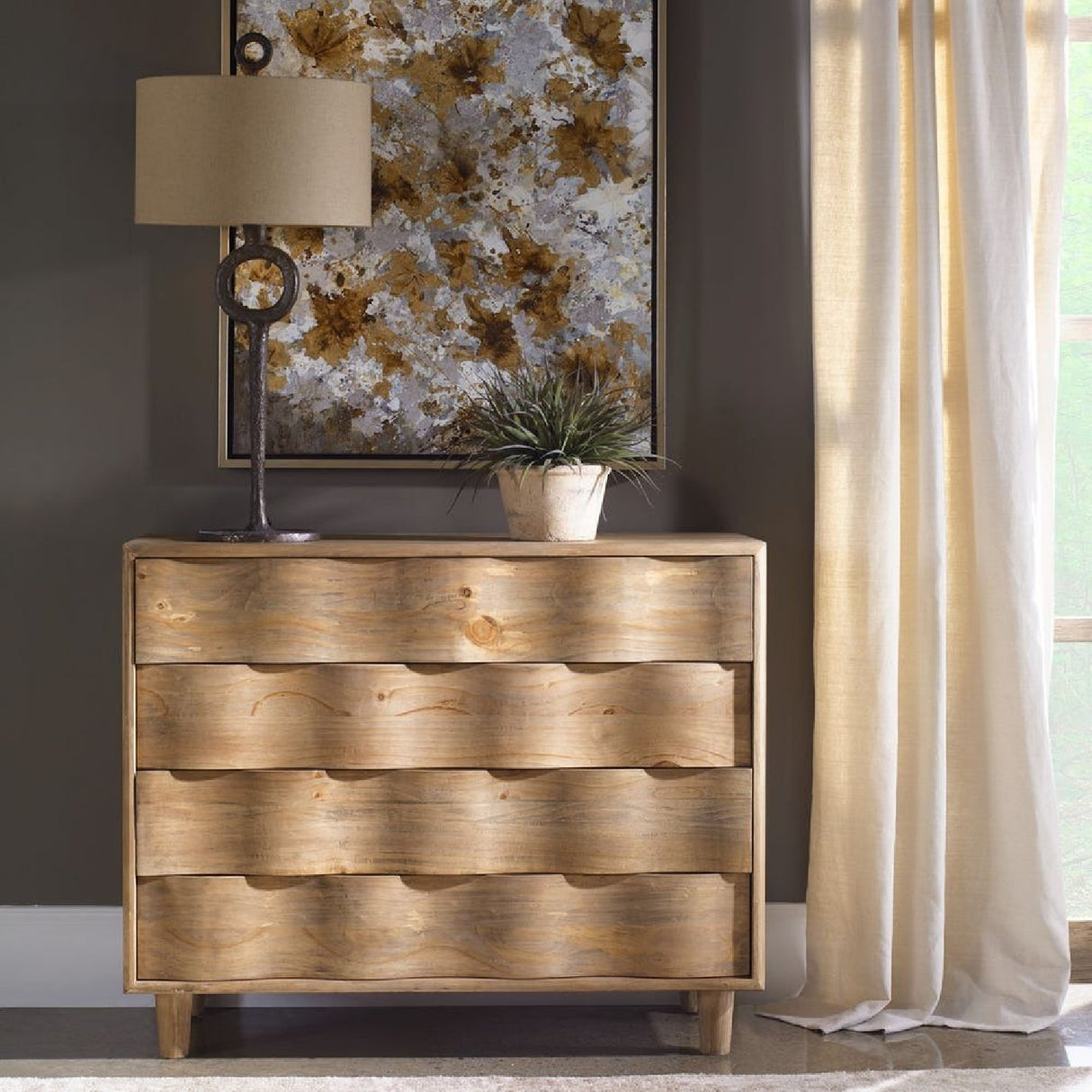   Pine Wood 4-Drawer Accent Chest | Oroa.com