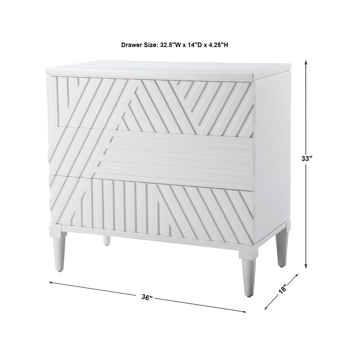   Geometric Carved 3-Drawer Chest | Oroa.com