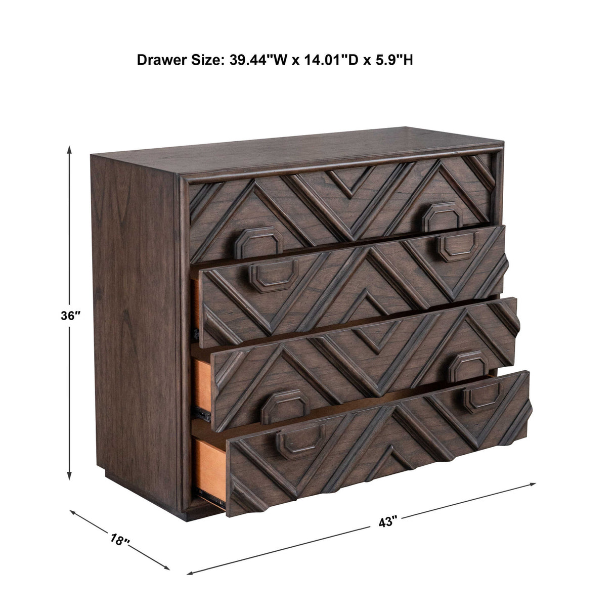   Geometric Carved 4-Drawer Chest | Oroa.com