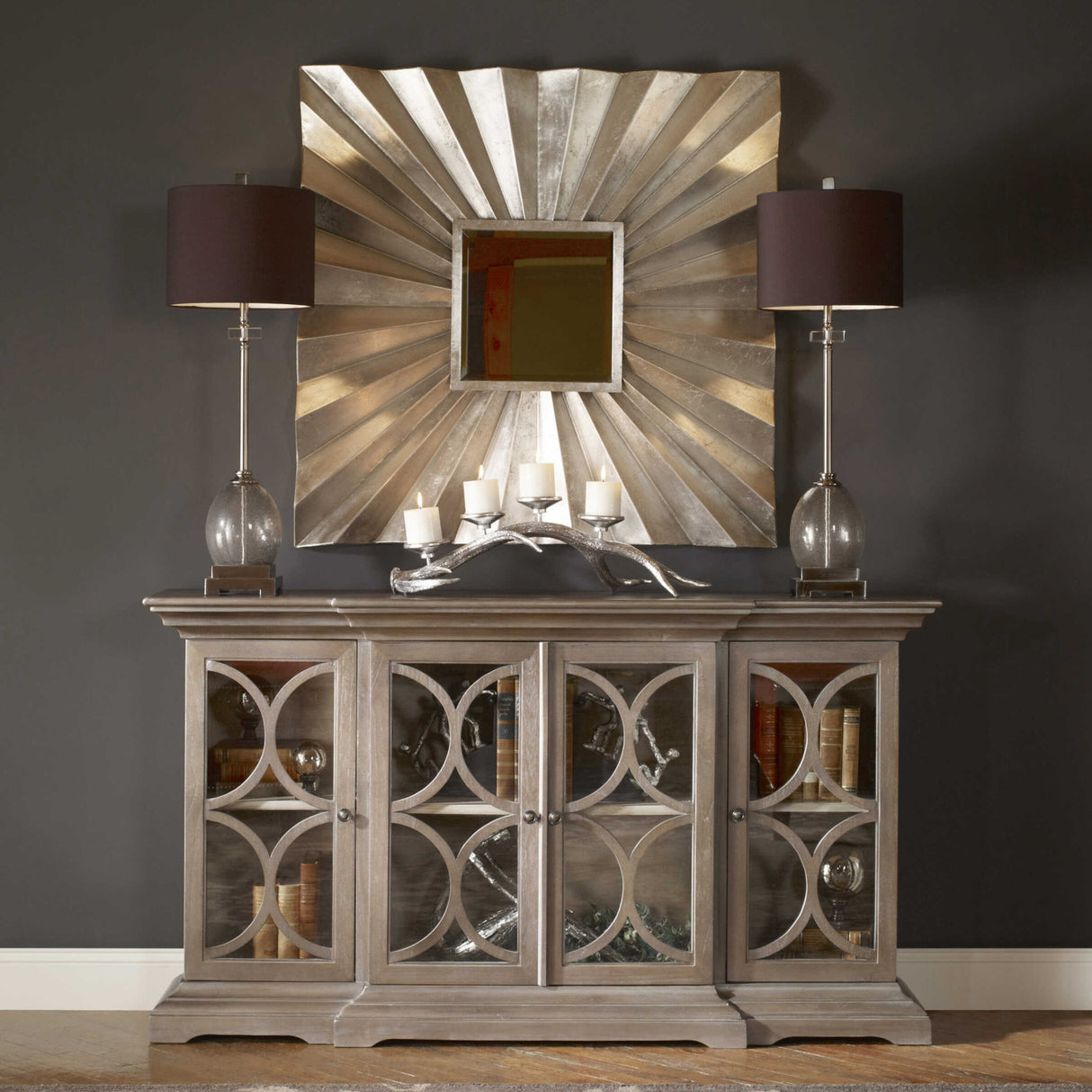   Open-Carved 4-Door Wooden Cabinet | Oroa.com