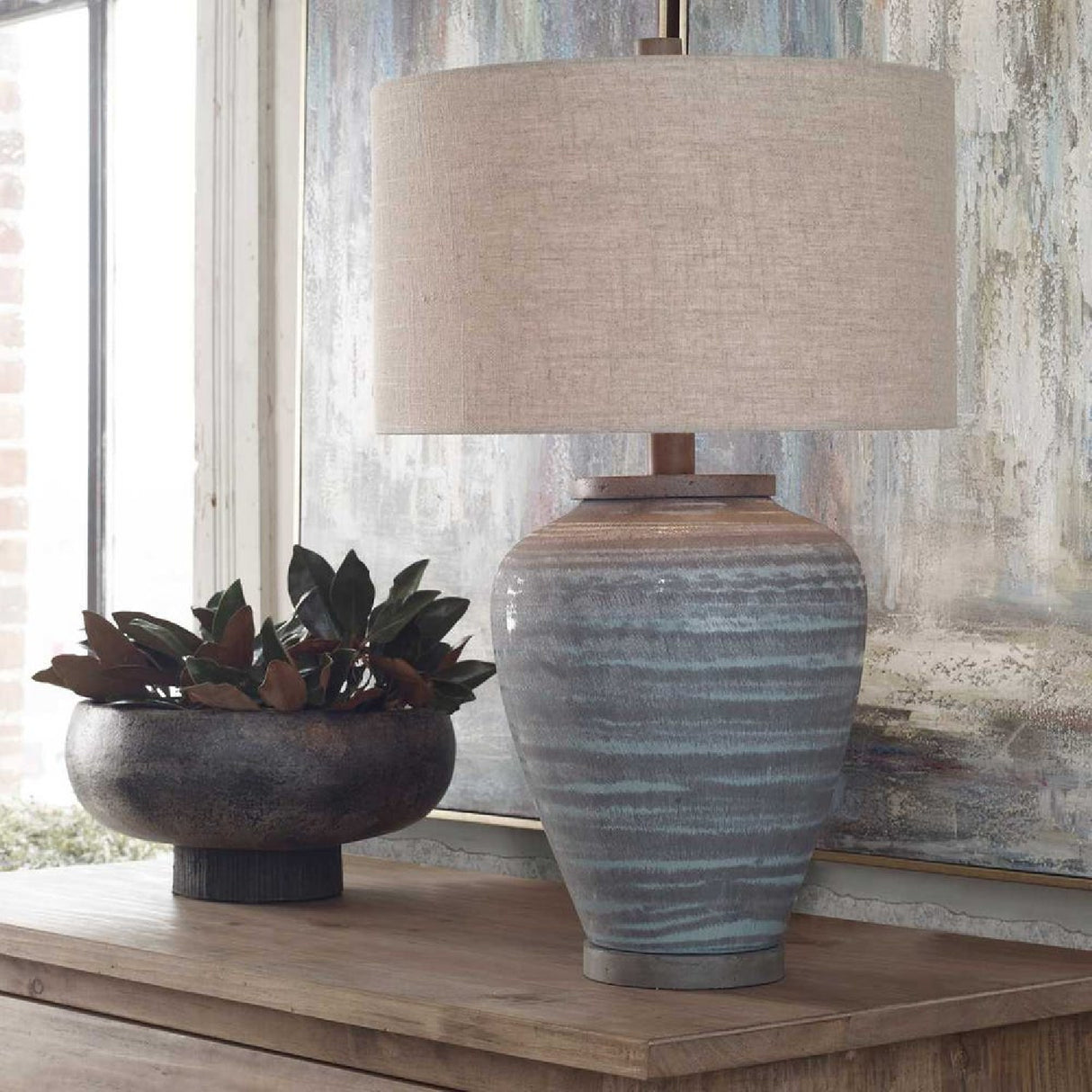   Blue Crackled Ceramic Table Lamp | Oroa.com